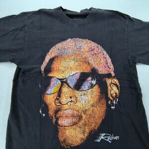 Dennis Rodman Crew Neck Casual Short Sleeve T Shirt Mens Size Small S Black